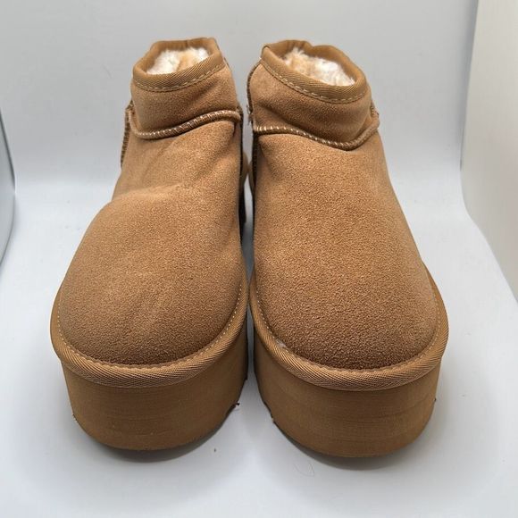 CUSHIONAIRE Women's Genuine Suede pull on platform boot +Memory Foam 9 CHESTNUT - Picture 2 of 7